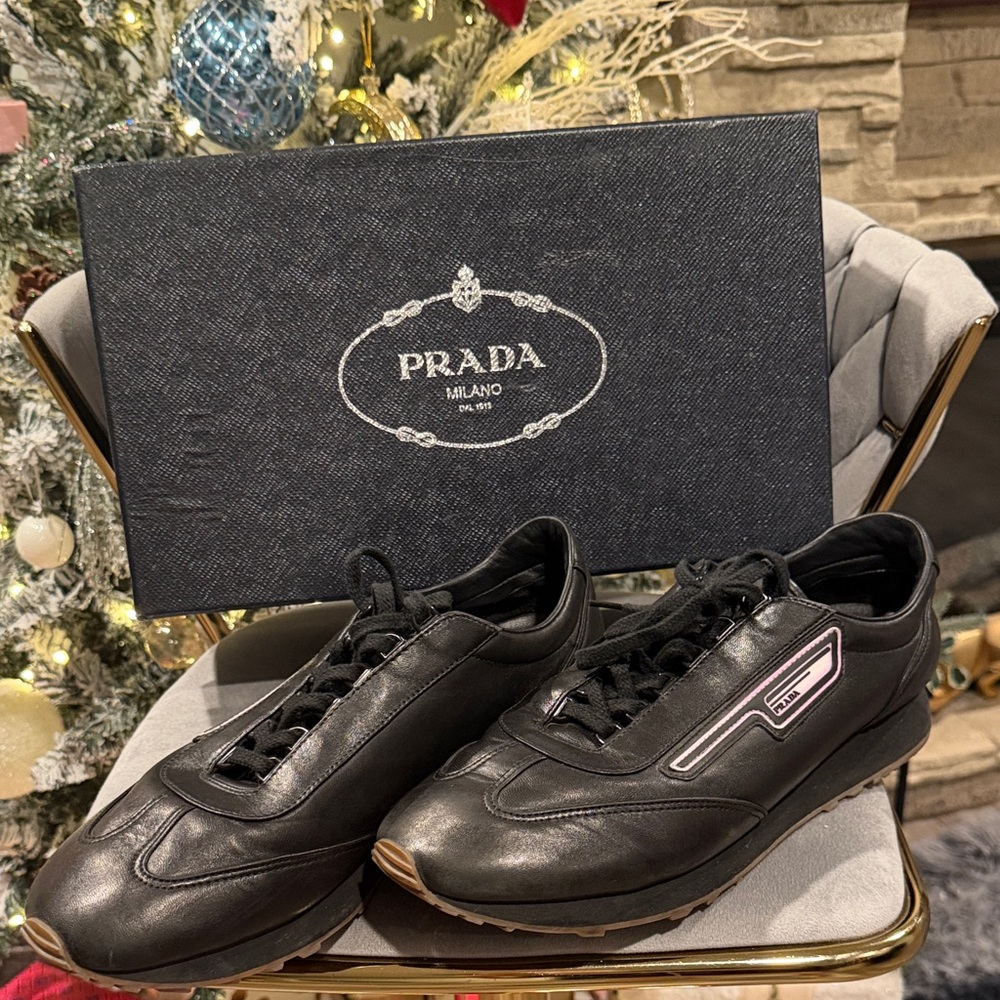 Prada Men's Black Leather Sneakers